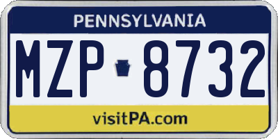 PA license plate MZP8732