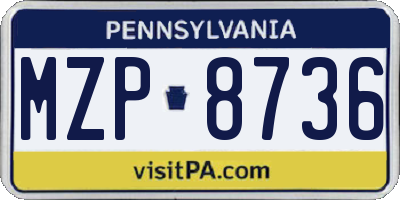 PA license plate MZP8736