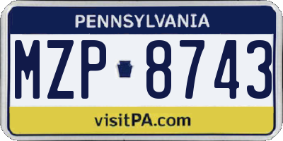 PA license plate MZP8743