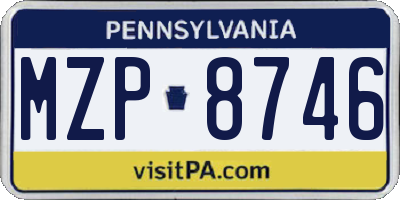 PA license plate MZP8746
