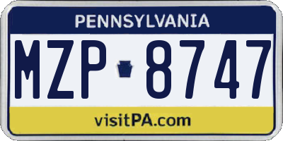 PA license plate MZP8747