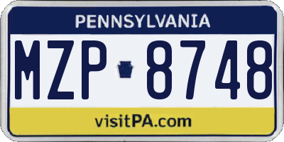 PA license plate MZP8748