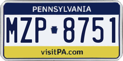 PA license plate MZP8751