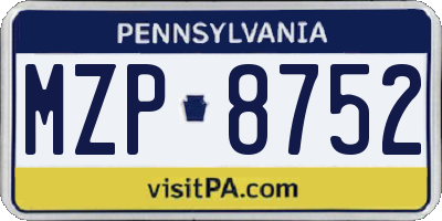 PA license plate MZP8752