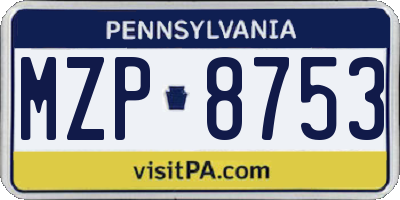 PA license plate MZP8753
