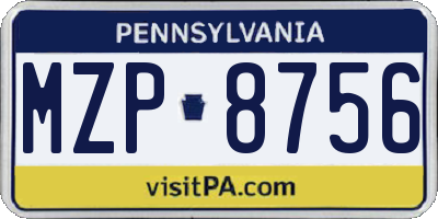 PA license plate MZP8756