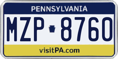 PA license plate MZP8760