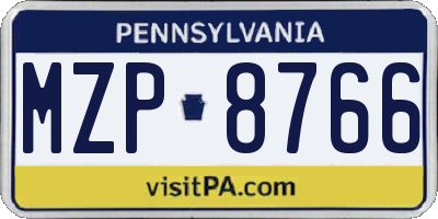 PA license plate MZP8766
