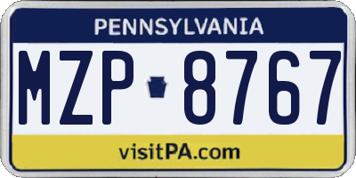 PA license plate MZP8767