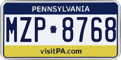 PA license plate MZP8768