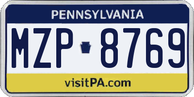 PA license plate MZP8769