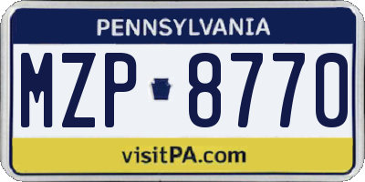 PA license plate MZP8770