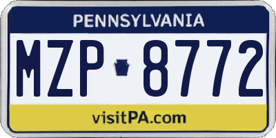 PA license plate MZP8772