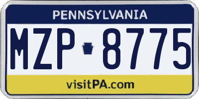 PA license plate MZP8775