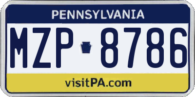 PA license plate MZP8786