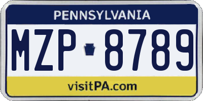 PA license plate MZP8789