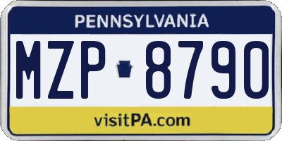 PA license plate MZP8790