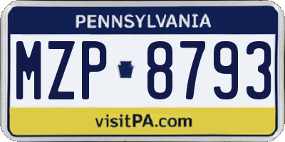 PA license plate MZP8793