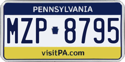 PA license plate MZP8795