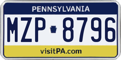 PA license plate MZP8796