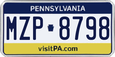PA license plate MZP8798