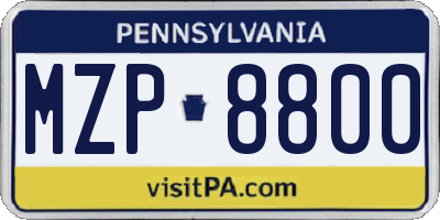 PA license plate MZP8800