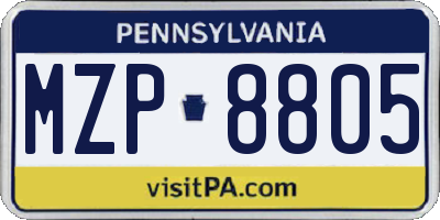 PA license plate MZP8805