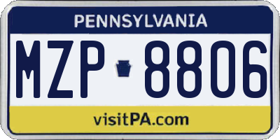 PA license plate MZP8806