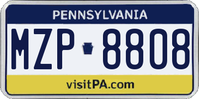 PA license plate MZP8808
