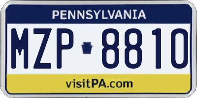 PA license plate MZP8810