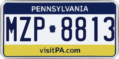 PA license plate MZP8813