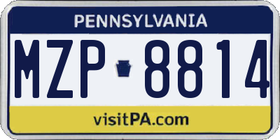PA license plate MZP8814