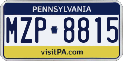 PA license plate MZP8815