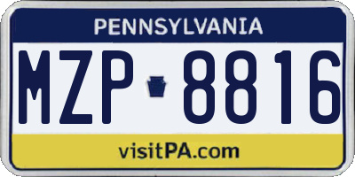PA license plate MZP8816