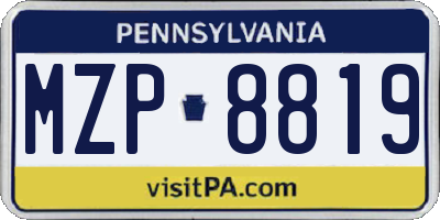 PA license plate MZP8819