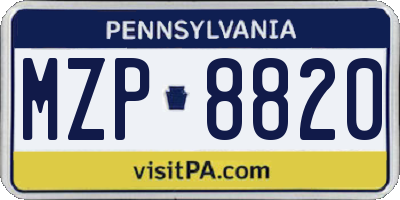 PA license plate MZP8820