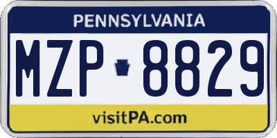 PA license plate MZP8829