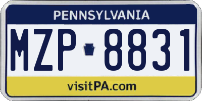 PA license plate MZP8831