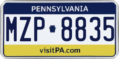 PA license plate MZP8835