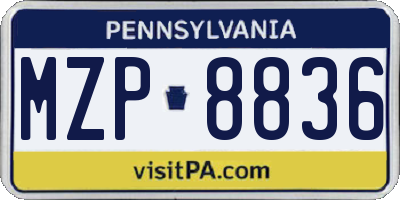 PA license plate MZP8836