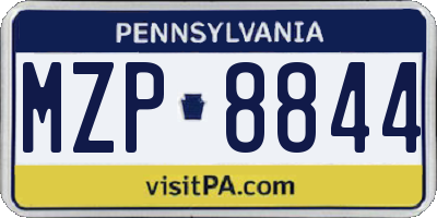 PA license plate MZP8844