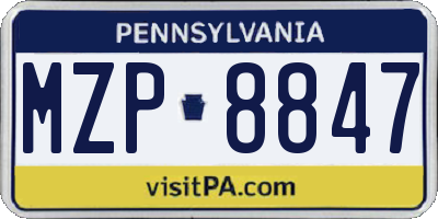 PA license plate MZP8847