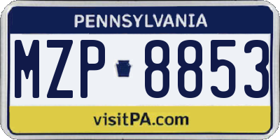 PA license plate MZP8853