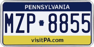 PA license plate MZP8855