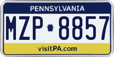 PA license plate MZP8857