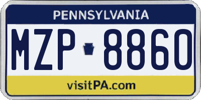 PA license plate MZP8860