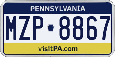 PA license plate MZP8867