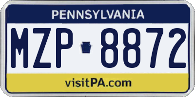 PA license plate MZP8872