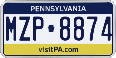 PA license plate MZP8874