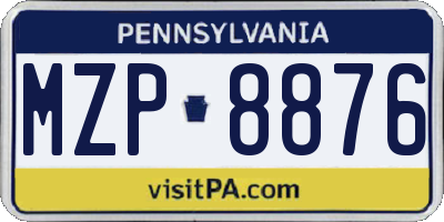 PA license plate MZP8876